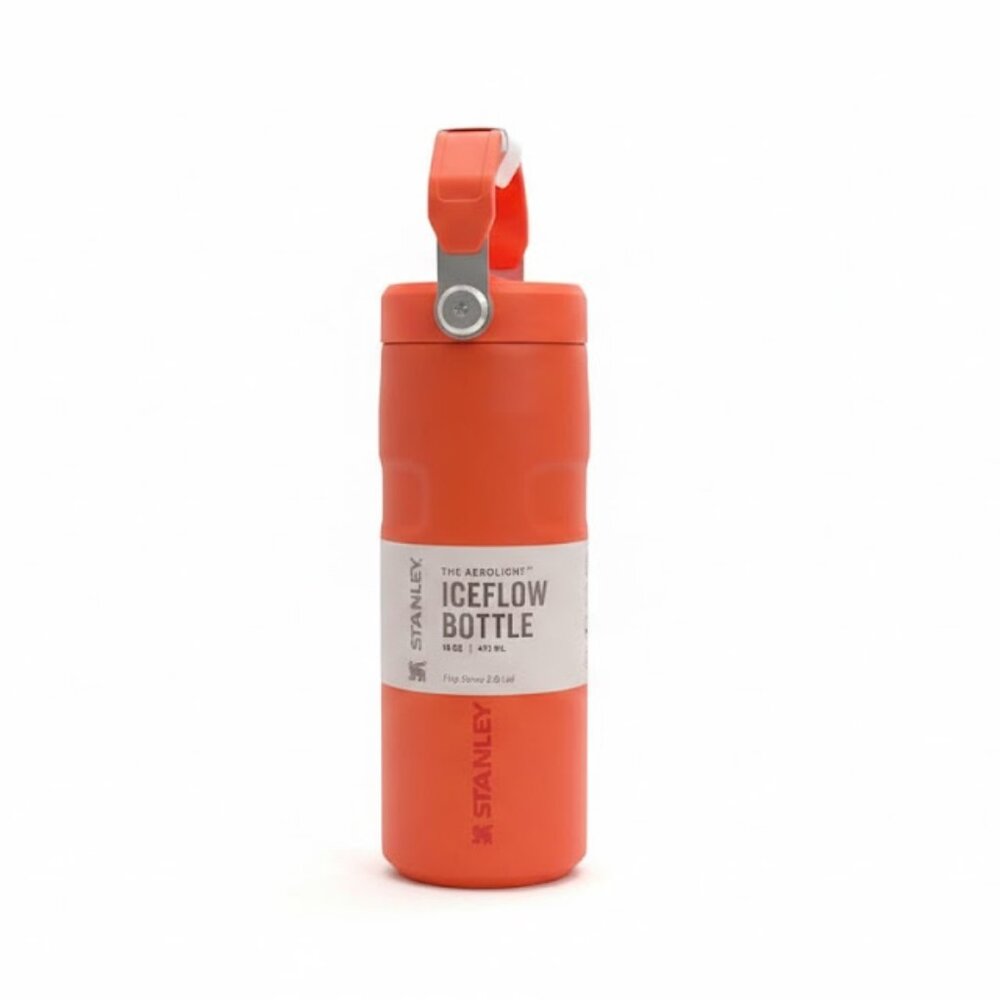 NEW Stanley 16oz IceFlow Flip Straw Tumbler - Tiger Lily Orange - NIB - Picture 2 of 4